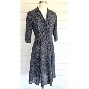 TOAST UK Cotton Collared Pleated Dress in Black Dot - UK10/US 6